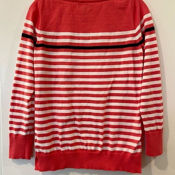 Nautica Womens Pullover Sweater Red Blue Stripe Long Sleeve RoundNeck Sz Large - Picture 2 of 6